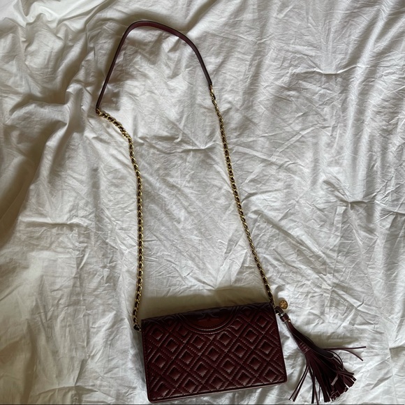 Tory Burch Fleming Wallet Cross Body- Burgundy - Picture 4 of 5